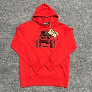 Jeep Hoodie Mens Small Red Sweatshirt Off Road Terrain 4x4 USA American Flag NEW